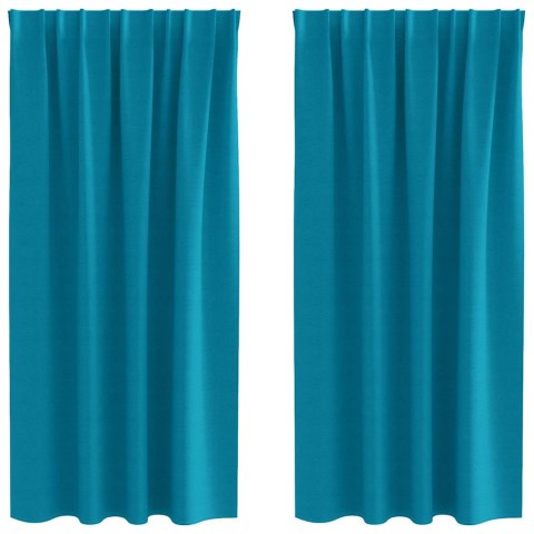 FIRANY BLACKOUT Z KÓŁKAMI 2 SZT. TURKUSOWY 175X140CM