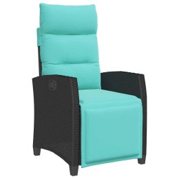 ROZKŁADANY FOTEL OGRODOWY ZE STOLIKIEM BOCZNYM CZARNY