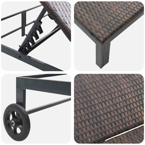 LEŻAK 1-OSOBA BRĄZOWY 206X62.5X74CM POLIRATTAN