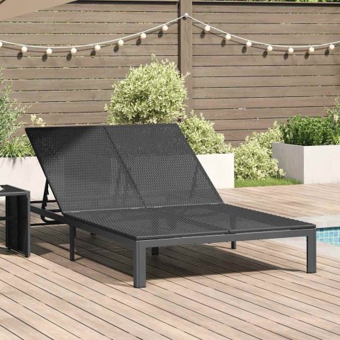 LEŻAK 1-OSOBA CZARNY 206X62.5X74CM POLIRATTAN