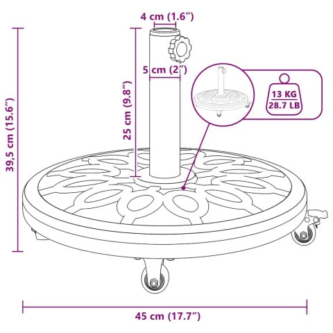 PODSTAWA DO PARASOLA ART DECO CZARNY Ø 45X39,5CM ŻELAZO