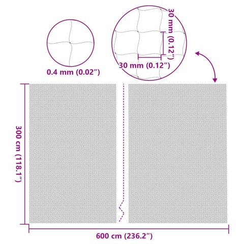 SIATKA DLA KOTA PRZEZROCZYSTA 6X3M NYLON