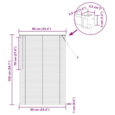 ŻALUZJA WENECKA Z REGULACJĄ BIAŁY 150X90CM PVC