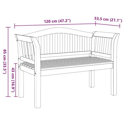 ŁAWKA BRĄZOWY 120X53,5X85CM LITE DREWNO TEKOWE