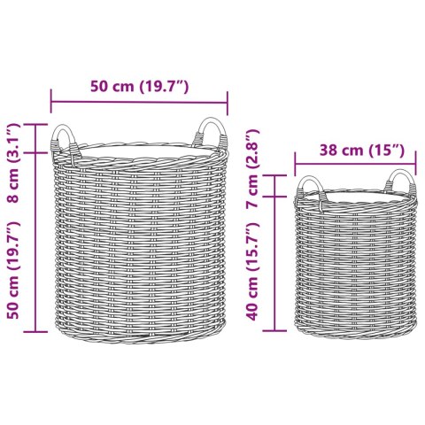 VidaXL Kosz na rośliny z przechowywaniem 2 pcs Brązowy Rattan Lacak