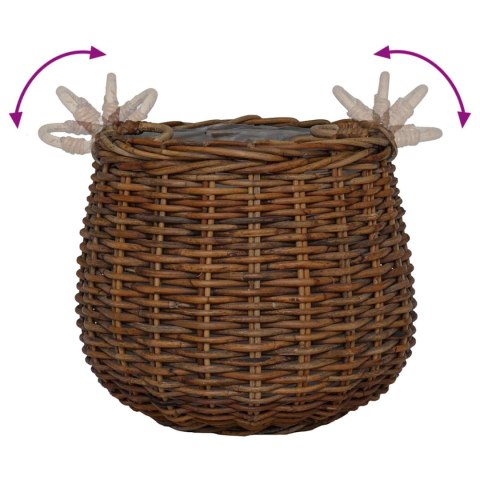 VidaXL Kosz na rośliny z przechowywaniem 2 pcs Brązowy Rattan Lacak
