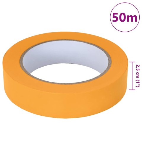 ZESTAW TAŚM MALARSKICH 12 SZT. ŻÓŁTY 25MMX50M PAPIER PRECYZYJNE I TRWAŁE