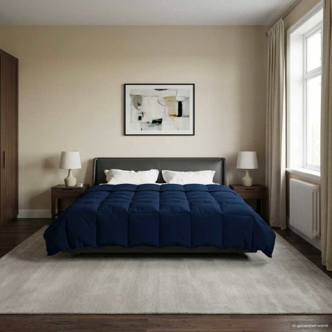 KOŁDRA NA CAŁY ROK CIEMNONIEBIESKI 200X220CM MIKROFIBRA