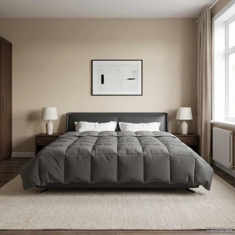 KOŁDRA NA CAŁY ROK JASNOSZARY 240X260CM MIKROFIBRA