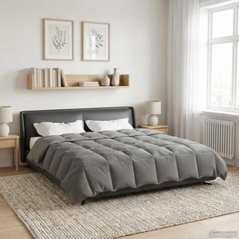 KOŁDRA NA CAŁY ROK JASNOSZARY 240X260CM MIKROFIBRA