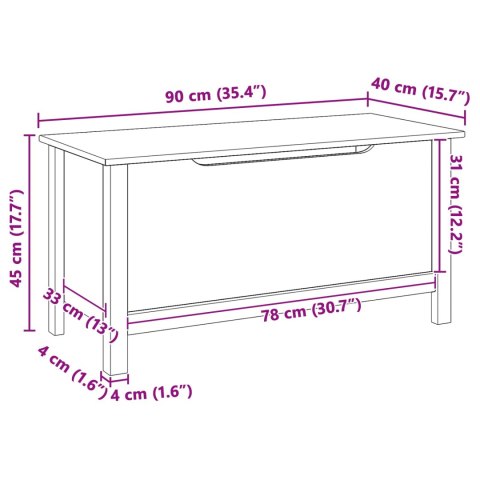 SKRZYNIA 90X40X45 CM MIODOWY BRĄZ LITE DREWNO SOSNA KUFER BOX PRZECHOWYWANIE