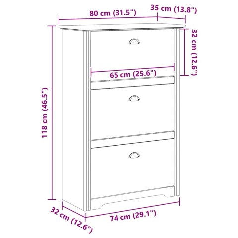 STOJAK NA BUTY Z SZUFLADĄ BODO MIODOWY BRĄZ 80X35X118CM