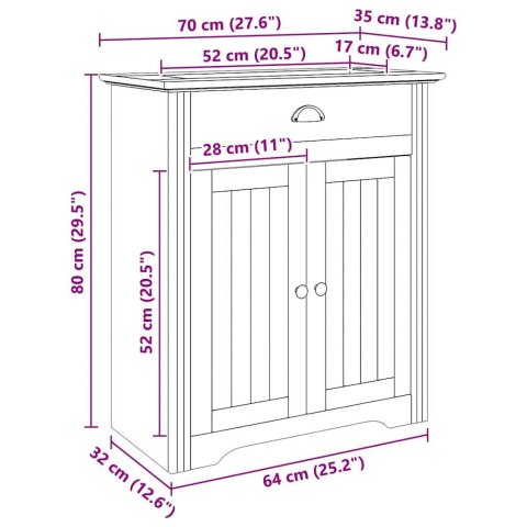 SZAFKA ŁAZIENKOWA POD UMYWALKĘ MIODOWY BRĄZ 70X35X80CM