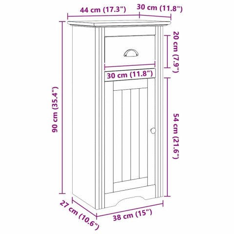SZAFKA ŁAZIENKOWA Z SZUFLADĄ BODO MIODOWY BRĄZ 44X30X90CM