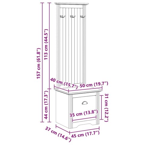 SZAFKA DO KORYTARZA BODO MIODOWY BRĄZ 50X40X156,7CM