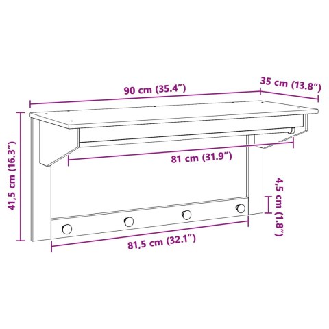 WIESZAK NA PŁASZCZE BIAŁY I BRĄZOWY MIÓD 90X35X41.5CM