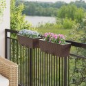 KOMPLET 2X DONICZKA BALKONOWA METALOWA RATTAN 50CM NA BALUSTRADĘ HAKI