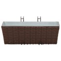 KOMPLET 2X DONICZKA BALKONOWA METALOWA RATTAN 50CM NA BALUSTRADĘ HAKI