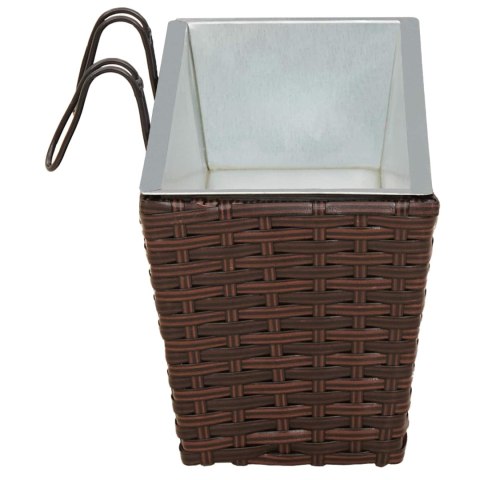 KOMPLET 2X DONICZKA BALKONOWA METALOWA RATTAN 50CM NA BALUSTRADĘ HAKI