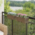 KOMPLET 2X DONICZKA BALKONOWA METALOWA RATTAN 50CM NA BALUSTRADĘ HAKI