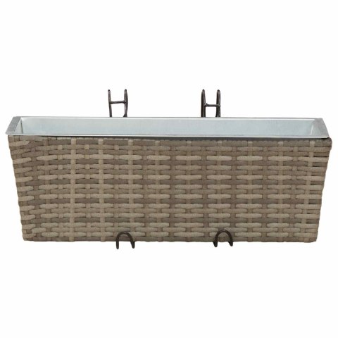 KOMPLET 2X DONICZKA BALKONOWA METALOWA RATTAN 50CM NA BALUSTRADĘ HAKI
