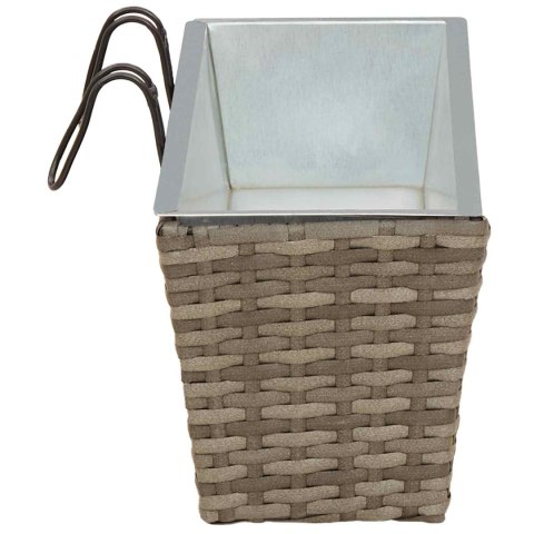 KOMPLET 2X DONICZKA BALKONOWA METALOWA RATTAN 50CM NA BALUSTRADĘ HAKI