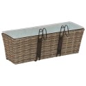 KOMPLET 2X DONICZKA BALKONOWA METALOWA RATTAN 50CM NA BALUSTRADĘ HAKI