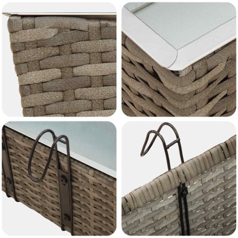 KOMPLET 2X DONICZKA BALKONOWA METALOWA RATTAN 50CM NA BALUSTRADĘ HAKI