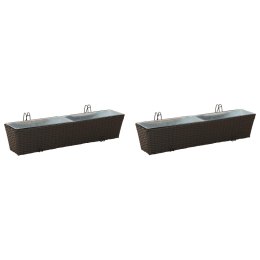 KOMPLET 2X DONICZKA BALKONOWA METALOWA CZARNA RATTAN 80CM NA BALUSTRADĘ HAKI
