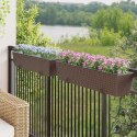 KOMPLET 2X DONICZKA BALKONOWA METALOWA CZARNA RATTAN 80CM NA BALUSTRADĘ HAKI