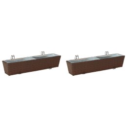 KOMPLET 2X DONICZKA BALKONOWA METALOWA CZARNA RATTAN 80CM NA BALUSTRADĘ HAKI