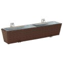 KOMPLET 2X DONICZKA BALKONOWA METALOWA CZARNA RATTAN 80CM NA BALUSTRADĘ HAKI