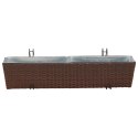 KOMPLET 2X DONICZKA BALKONOWA METALOWA CZARNA RATTAN 80CM NA BALUSTRADĘ HAKI