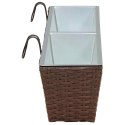 KOMPLET 2X DONICZKA BALKONOWA METALOWA CZARNA RATTAN 80CM NA BALUSTRADĘ HAKI