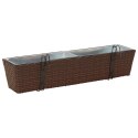 KOMPLET 2X DONICZKA BALKONOWA METALOWA CZARNA RATTAN 80CM NA BALUSTRADĘ HAKI