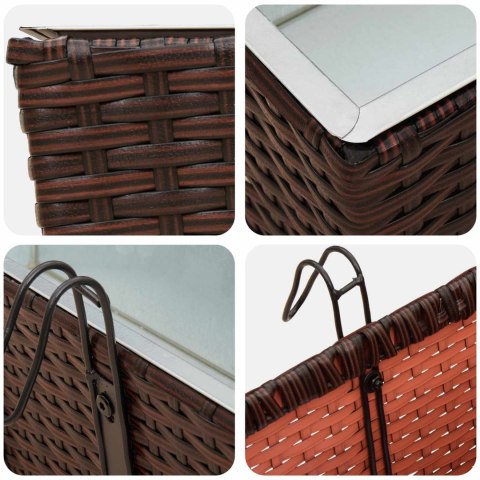 KOMPLET 2X DONICZKA BALKONOWA METALOWA CZARNA RATTAN 80CM NA BALUSTRADĘ HAKI
