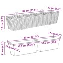 KOMPLET 2X DONICZKA BALKONOWA METALOWA CZARNA RATTAN 80CM NA BALUSTRADĘ HAKI
