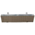 KOMPLET 2X DONICZKA BALKONOWA METALOWA CZARNA RATTAN 80CM NA BALUSTRADĘ HAKI