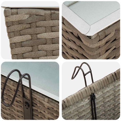 KOMPLET 2X DONICZKA BALKONOWA METALOWA CZARNA RATTAN 80CM NA BALUSTRADĘ HAKI