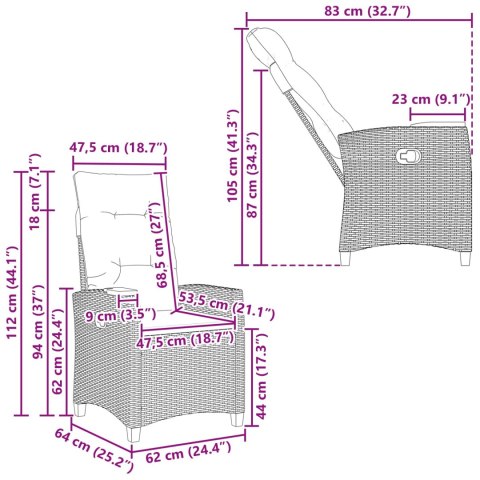 FOTEL Z REGULOWANYM OPARCIEM I TACĄ NA NAPOJE 62X64X112CM