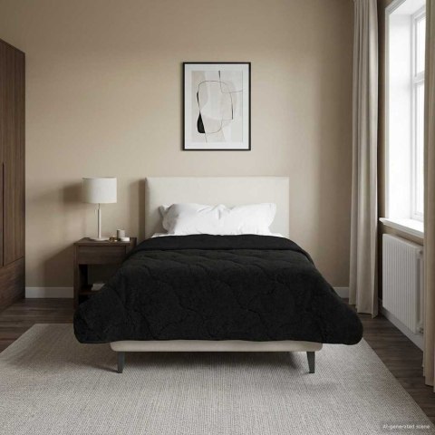 KOŁDRA NA CAŁY ROK PIKOWANA CZARNY 155X220CM