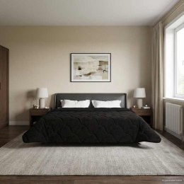 KOŁDRA NA CAŁY ROK PIKOWANA CZARNY 200X220CM