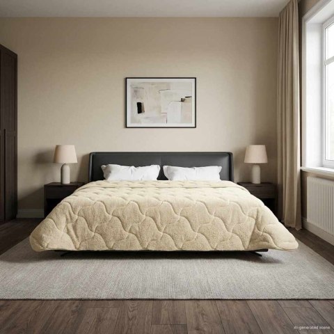 KOŁDRA NA CAŁY ROK PIKOWANA KREMOWY 220X240CM