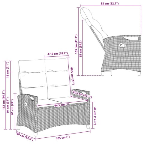 ŁAWKA OGRODOWA CZARNY 105X60X112CM STAL I POLIESTER
