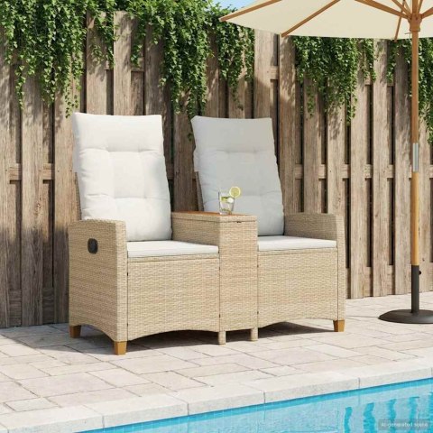 LEŻANKA Z STOLIKIEM BEŻOWY I KREMOWY 126X65X112CM