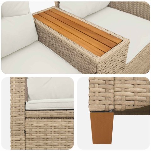 LEŻANKA Z STOLIKIEM BEŻOWY I KREMOWY 126X65X112CM