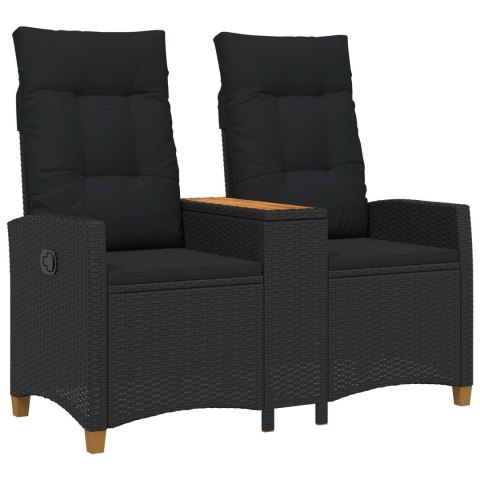LEŻANKA Z STOLIKIEM CZARNY 126X65X112CM POLIRATTAN