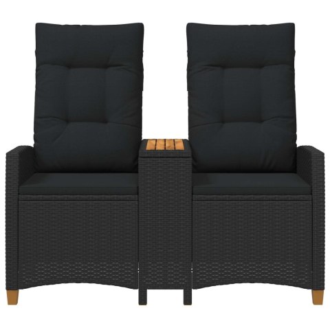 LEŻANKA Z STOLIKIEM CZARNY 126X65X112CM POLIRATTAN