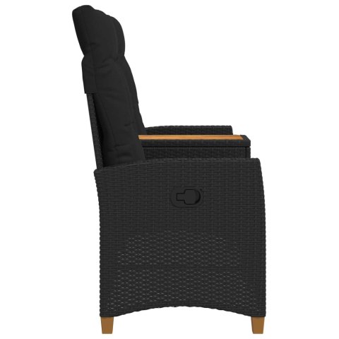 LEŻANKA Z STOLIKIEM CZARNY 126X65X112CM POLIRATTAN