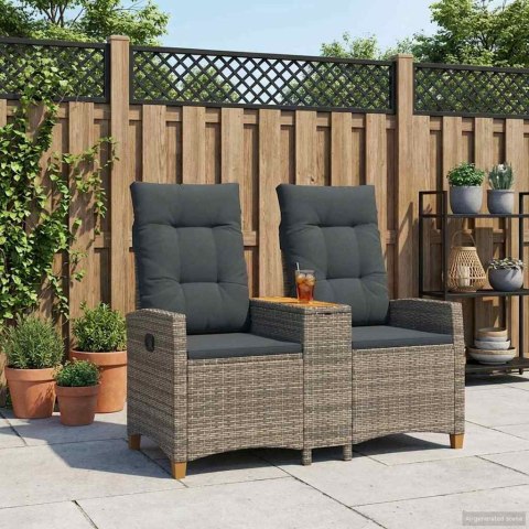 LEŻANKA Z STOLIKIEM SZARY I CIEMNOSZARY 126X65X112CM